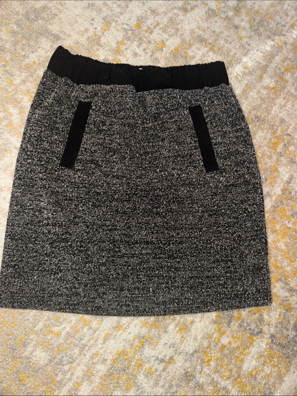 LOFT Black & Gray Tweed Mini Skirt